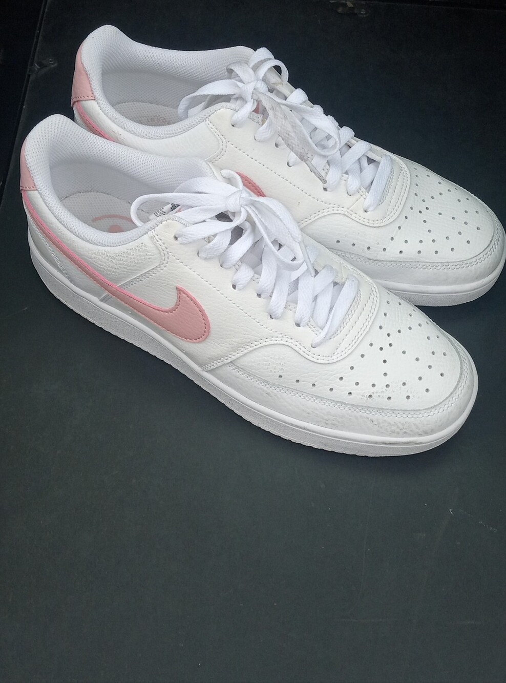 Nike White Low-Top Sneakers with Pink Swoosh